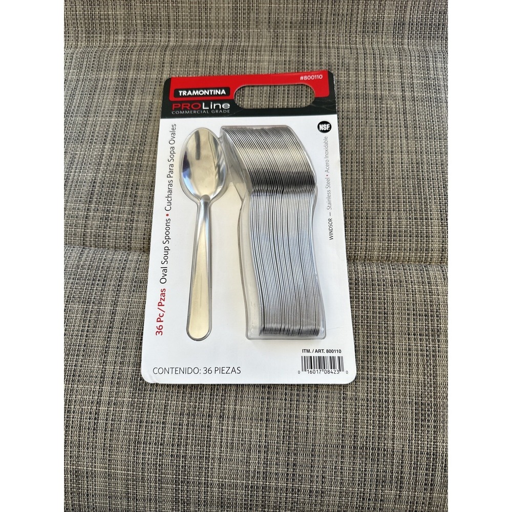 Tramontina ProLine Windsor Oval Soup Spoon, Stainless Steel, 36 Count